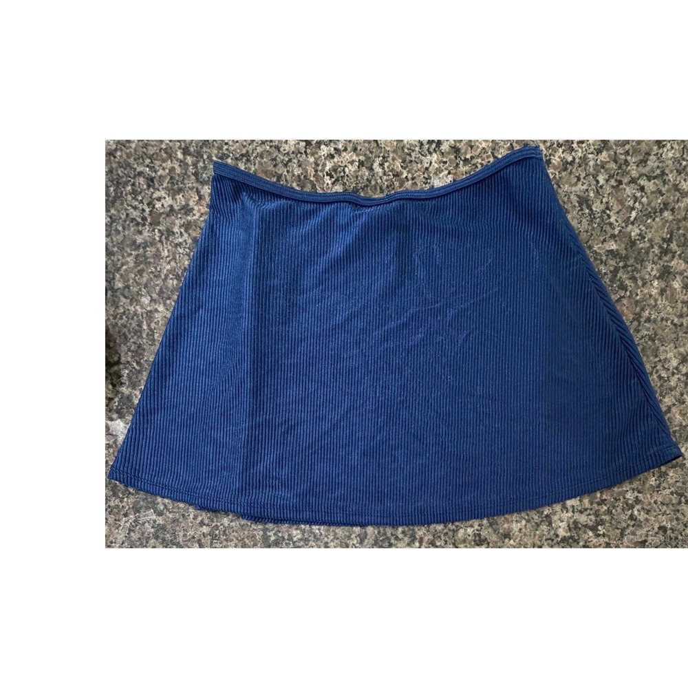 Catalina Womens Navy Blue Ribbed Swim Skirt Wrap Front Size Large B34 - Picture 3 of 7